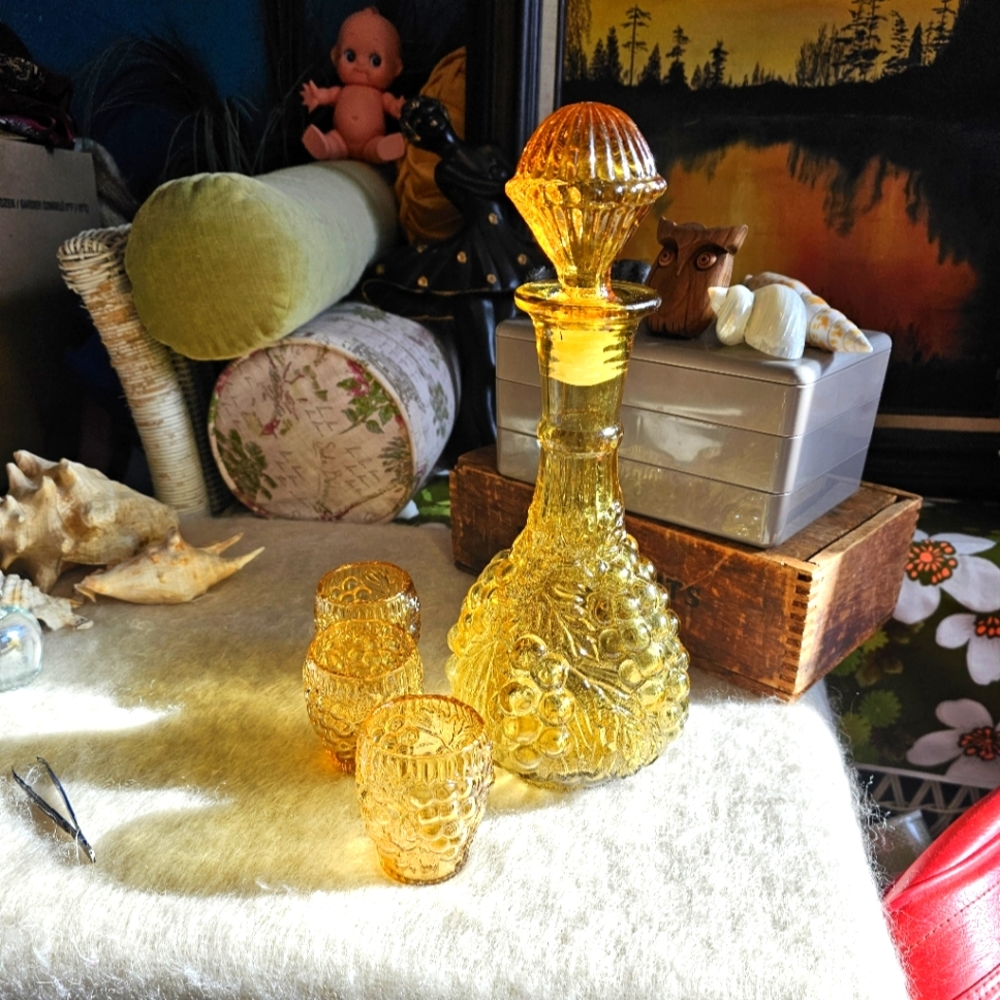 Vintage Empoli Grape Pattern Decanter